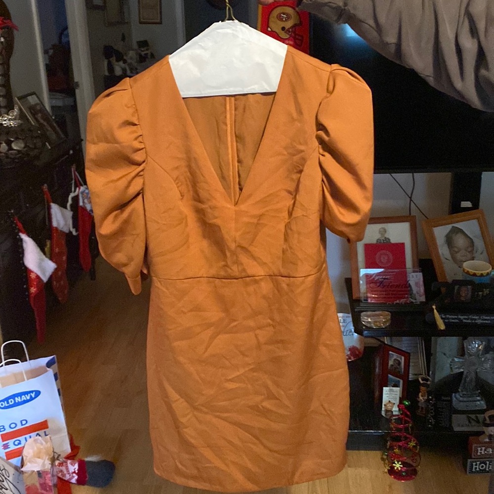 Herringstones brown fitted dress.